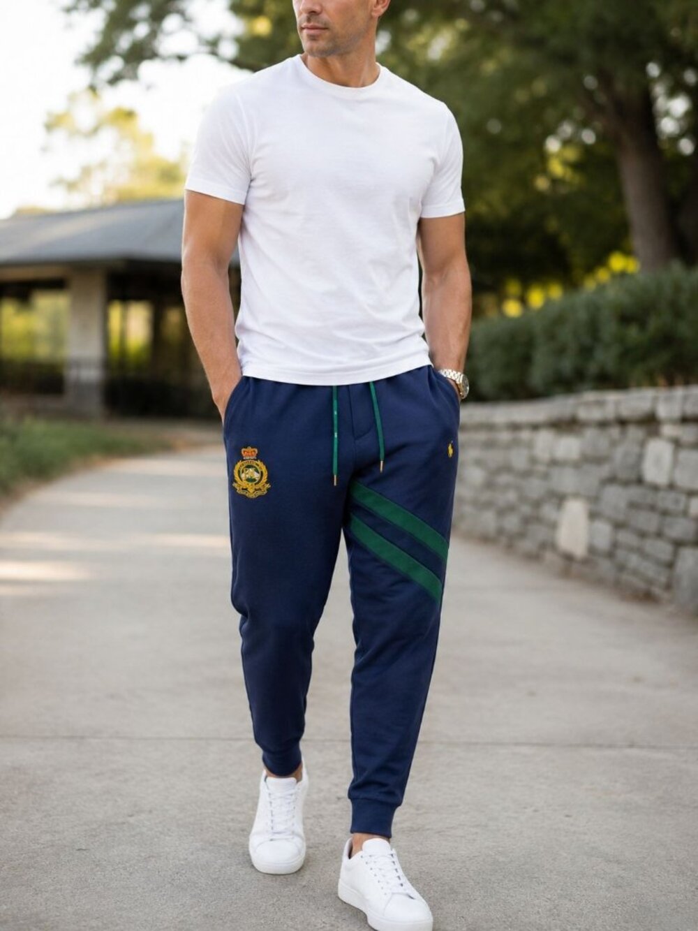 Polo Ralph Lauren Large Navy Sweatpants Mens Embroidered Logo NEW
